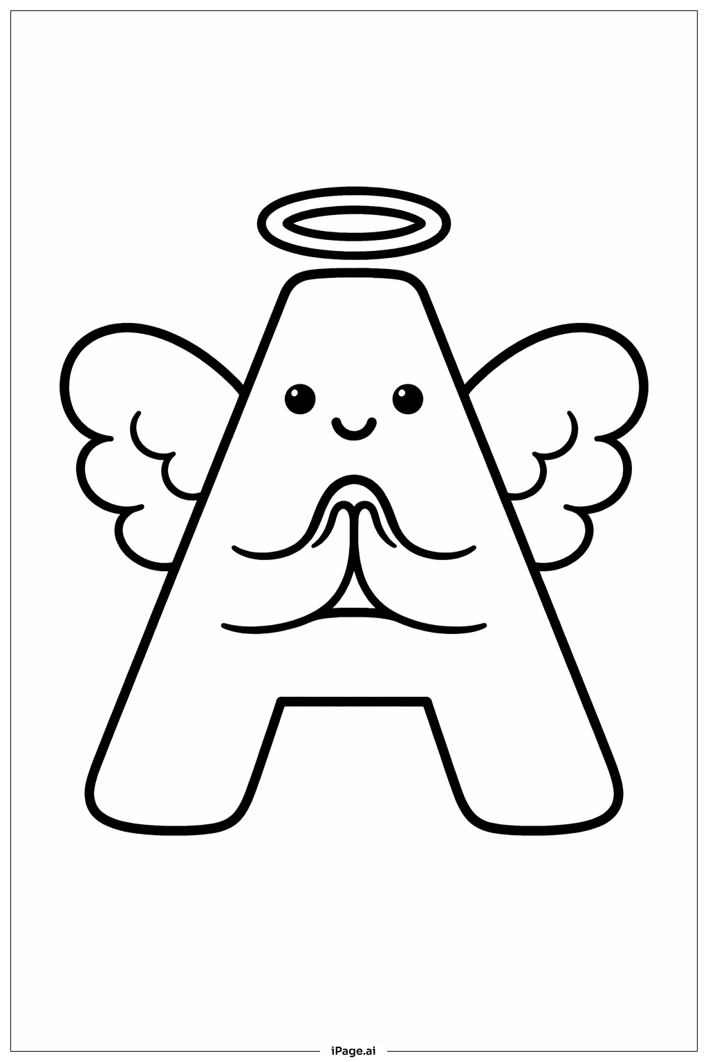 Letter A Angel Coloring Page