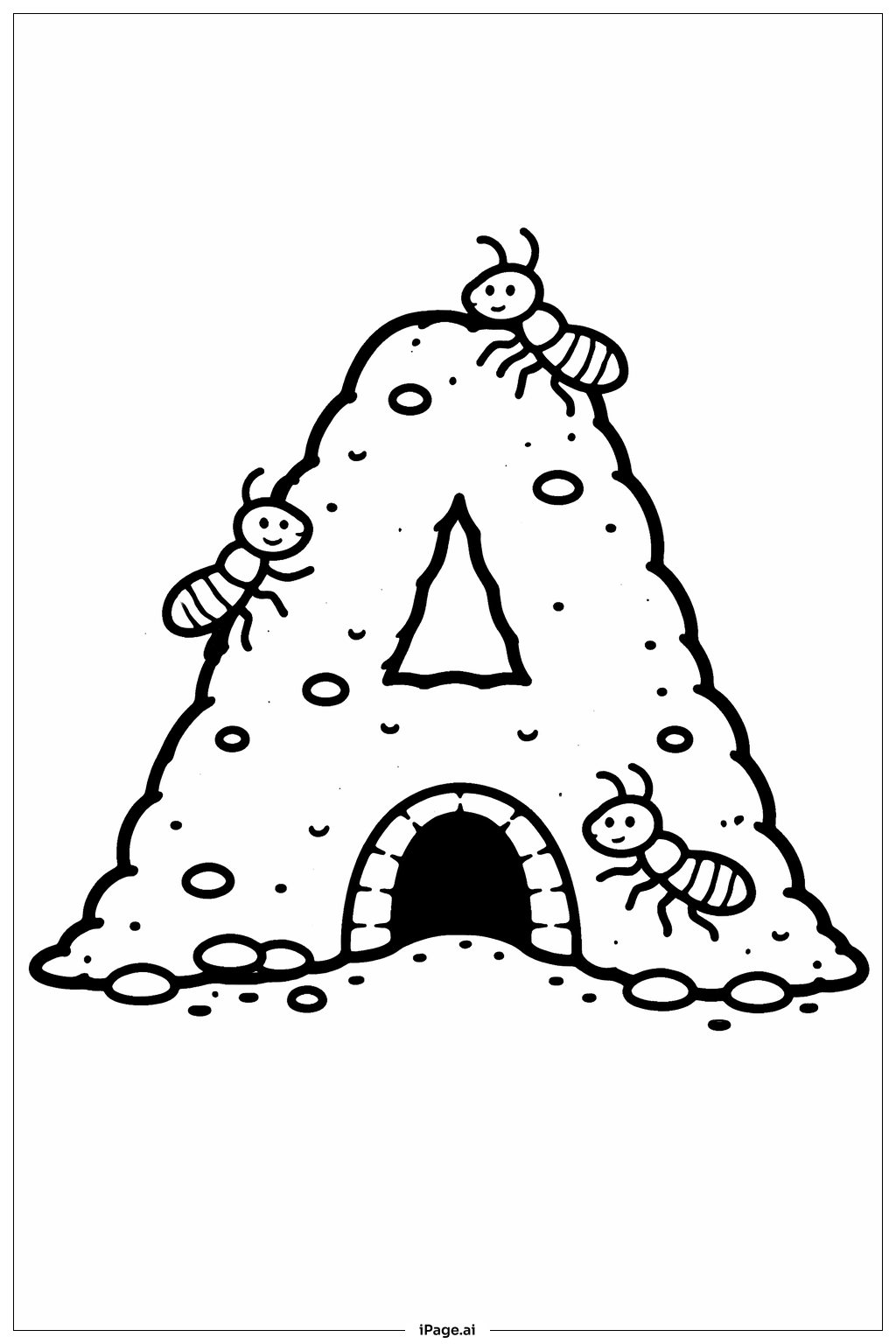 Letter A Ant Hill Coloring Page