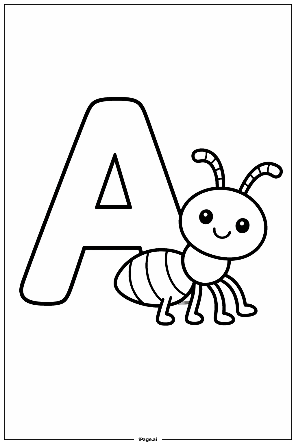 Letter A Ant Coloring Page