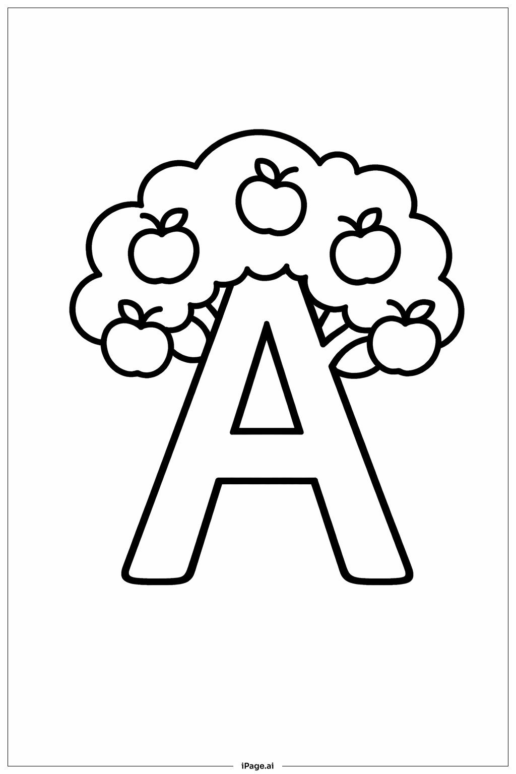 Letter A Apple Tree Coloring Page