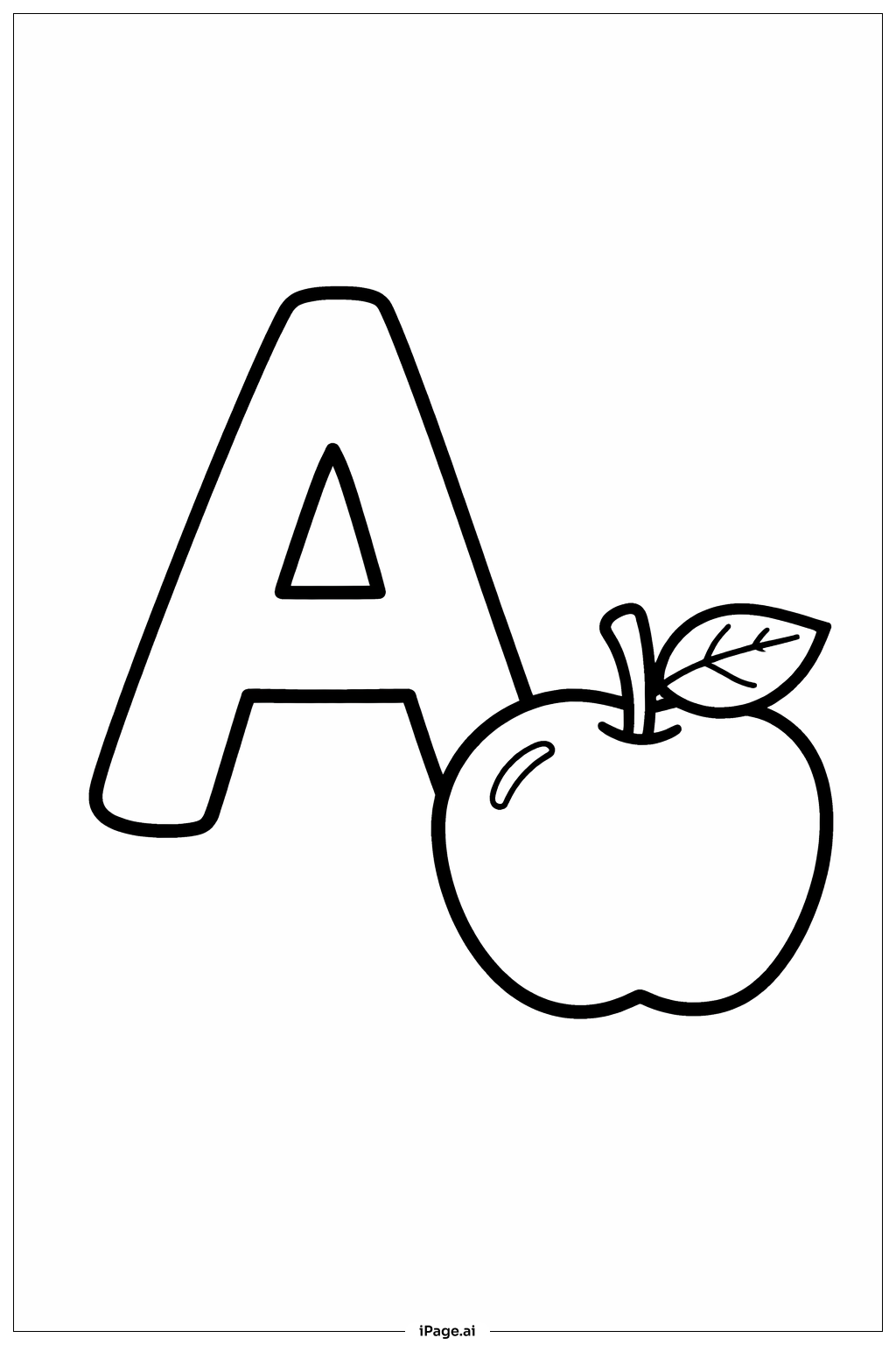 Letter A Apple Coloring Page