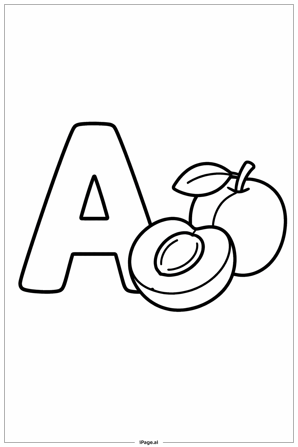 Letter A Apricot Coloring Page