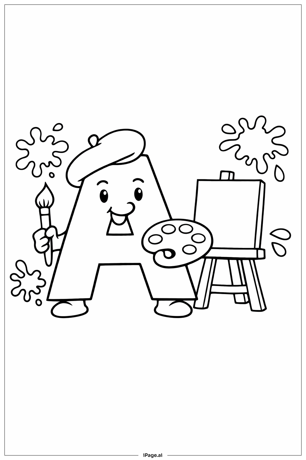 Letter A Artist Painting Coloring Page