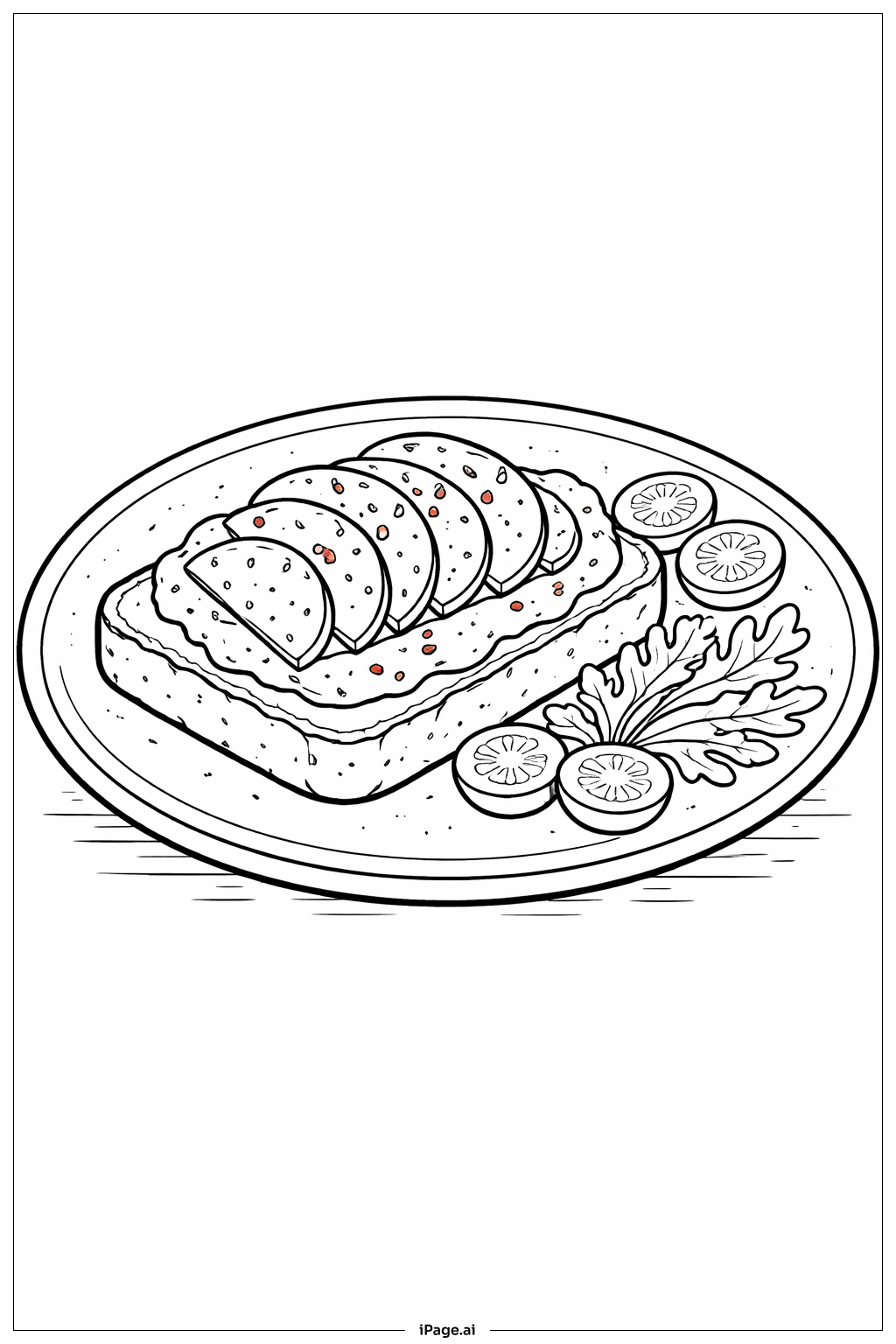 Letter A Avocado Toast Plate Coloring Page