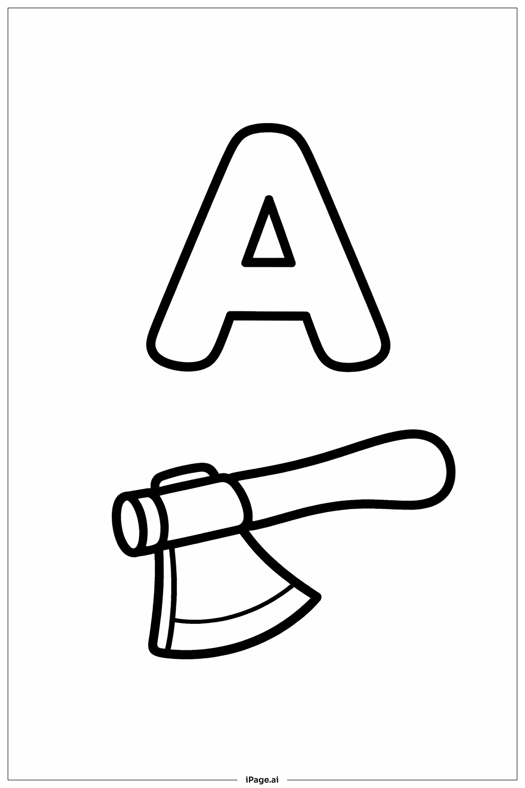 Letter A Axe Coloring Page