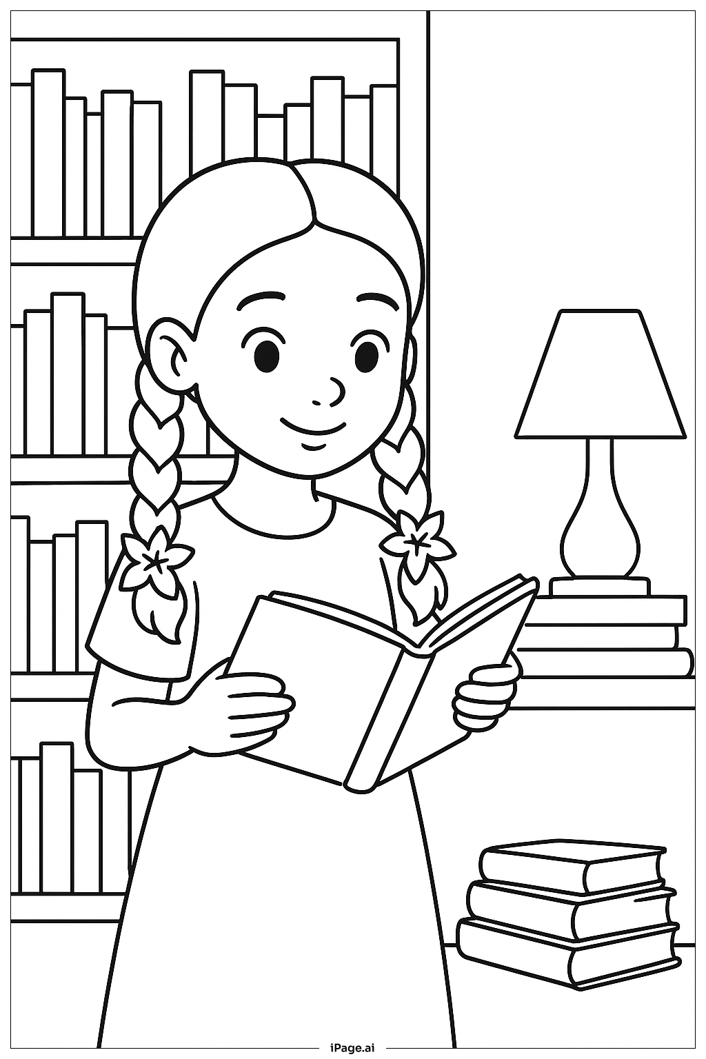  Lily Love Braids At Library Coloring Page 