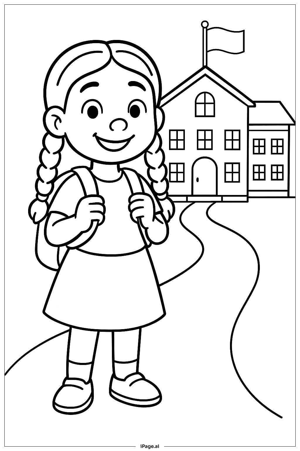  Lily Love Braids At School Coloring Page 