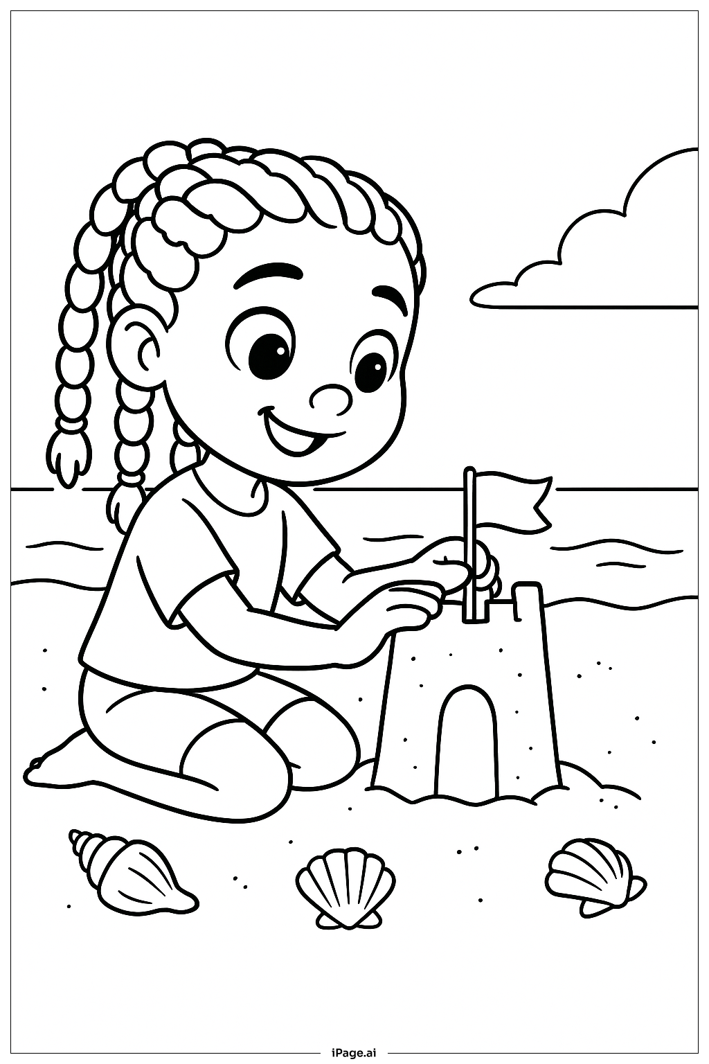  Lily Love Braids Building Sandcastle Coloring Page 