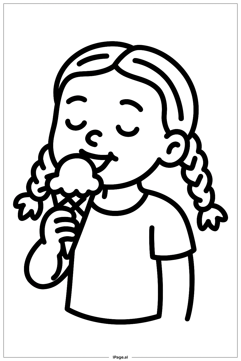  Lily Love Braids Eating Ice Cream Coloring Page 