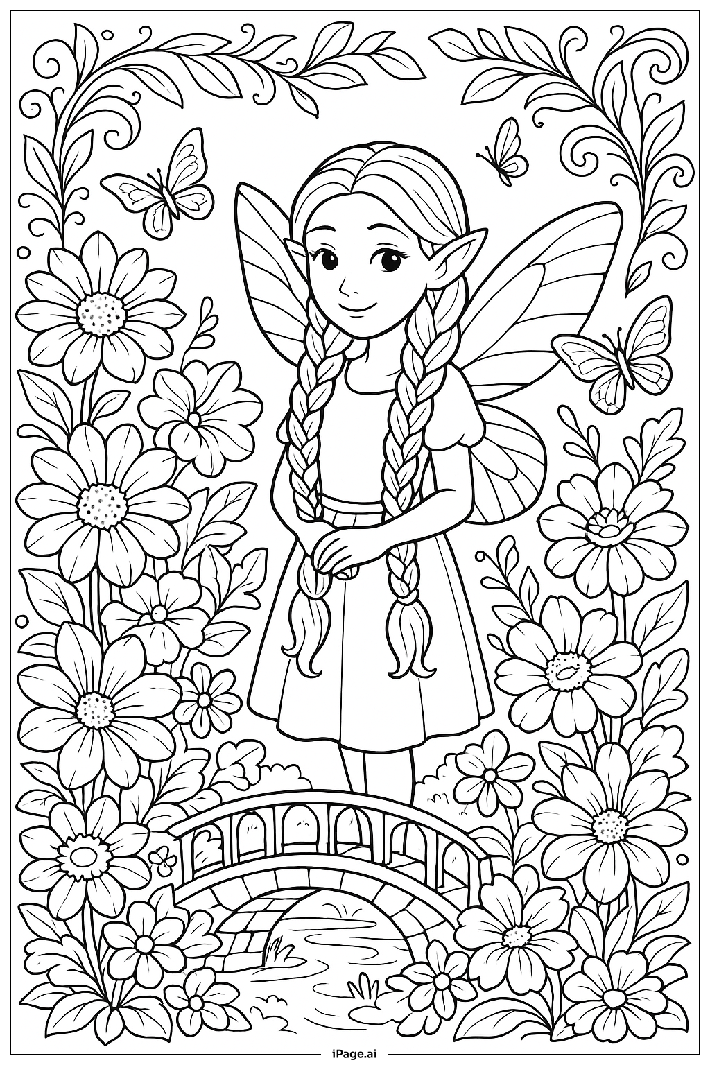 Lily Love Braids Fairy Garden Coloring Page 