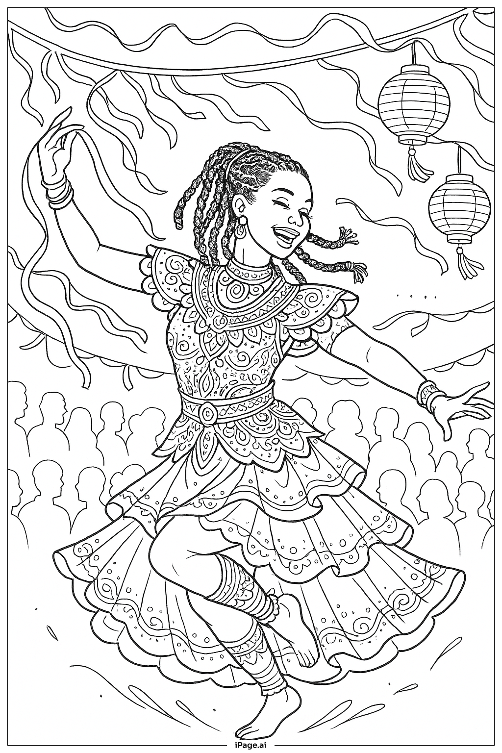  Lily Love Braids Festival Dance Coloring Page 