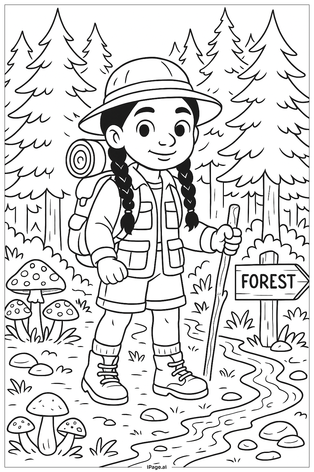 Lily Love Braids Forest Explorer Coloring Page 