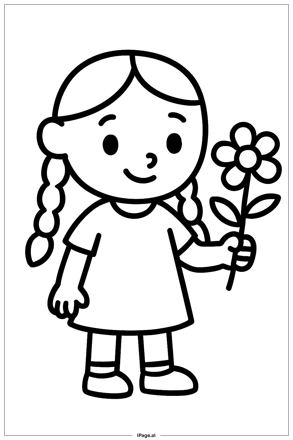  Lily Love Braids Holding Flower Coloring Page 