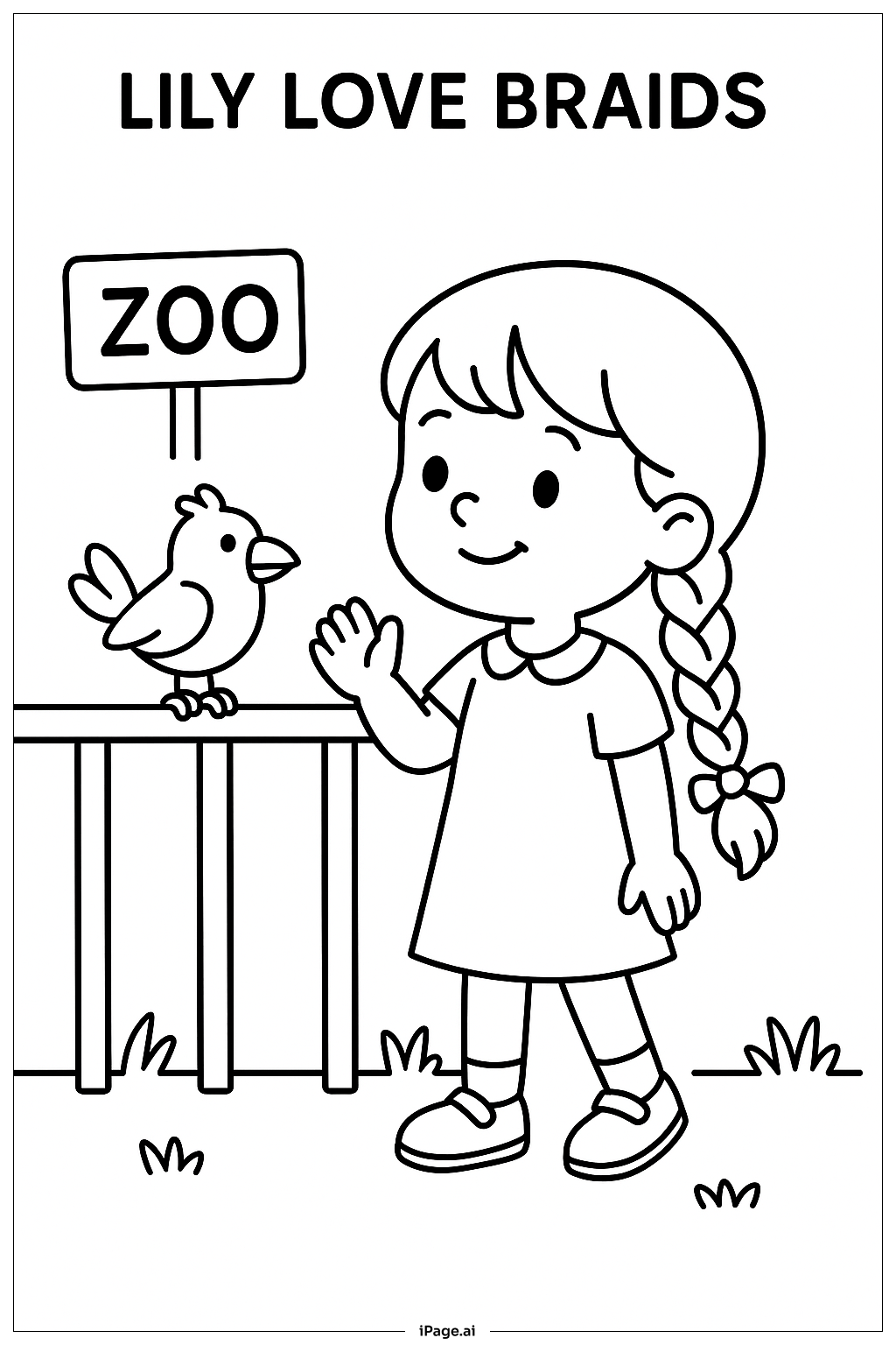  Lily Love Braids Visiting Zoo Coloring Page 