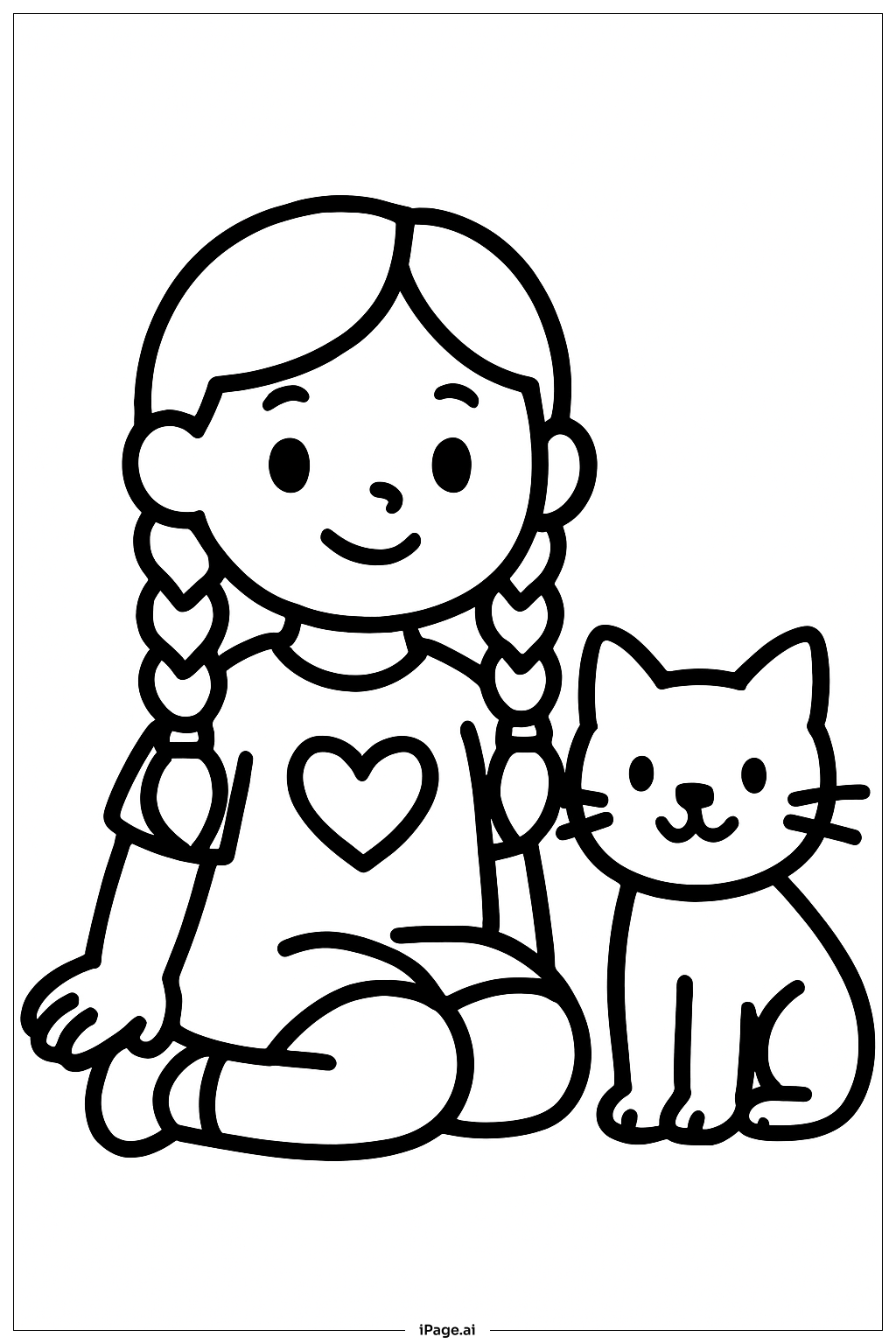  Lily Love Braids With Cat Coloring Page 