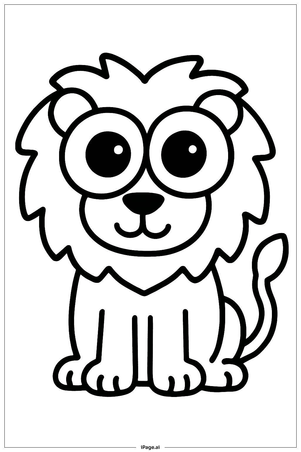  大きな目のライオンの塗り絵ページ 