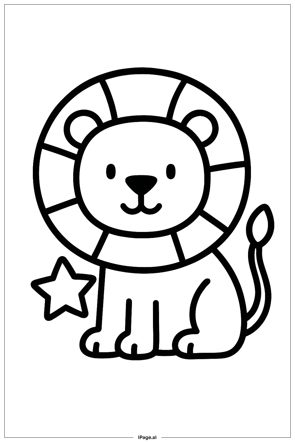  星付きのライオンの塗り絵ページ 