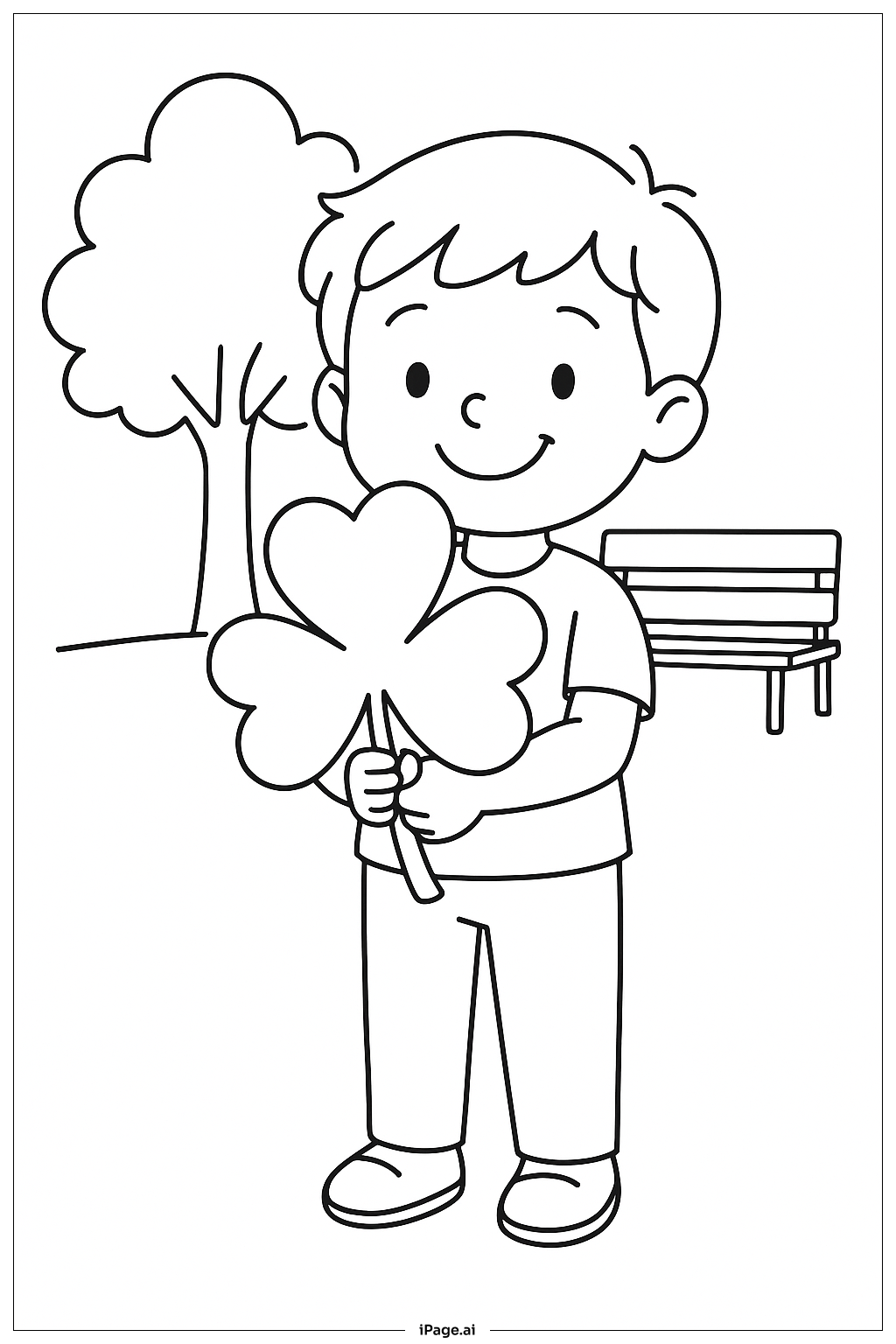  Little Boy With Shamrock St. Patrick's Day Coloring Page 