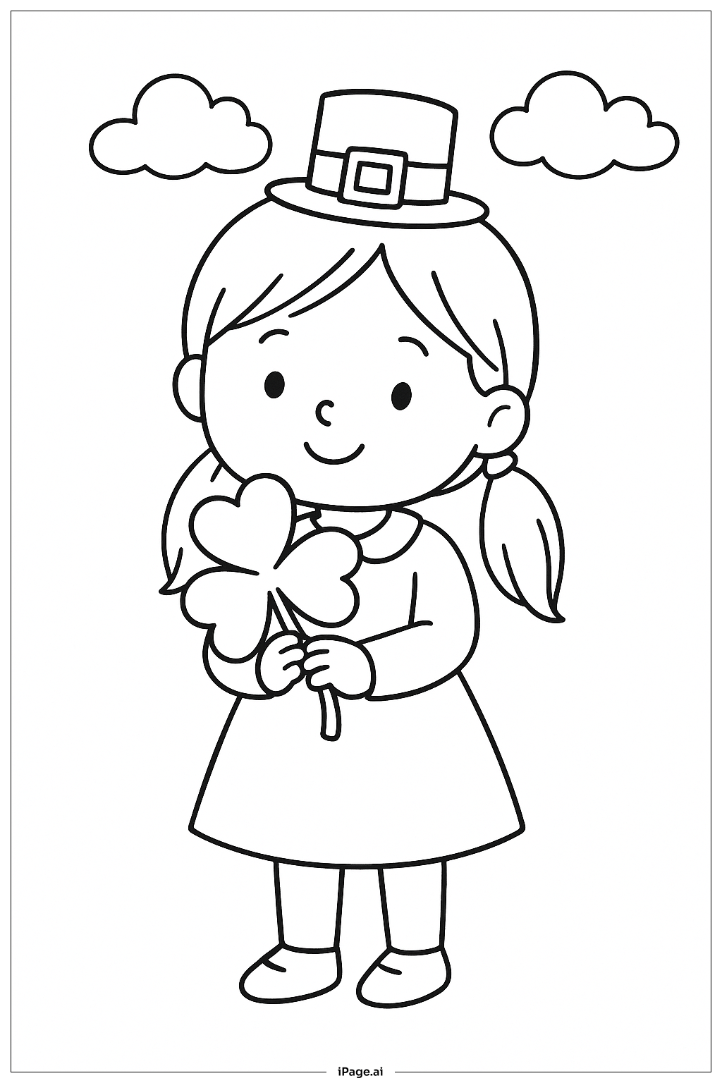 Little Girl With Hat St. Patrick's Day Coloring Page 