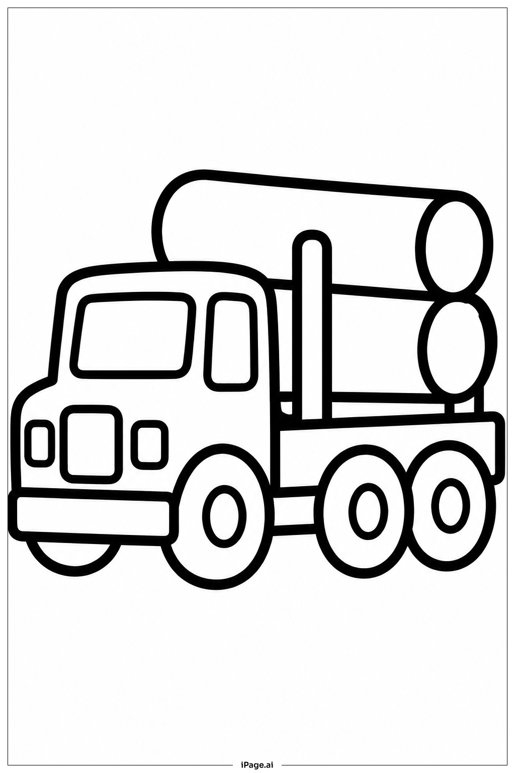 丸太運搬トラックの塗り絵ページ