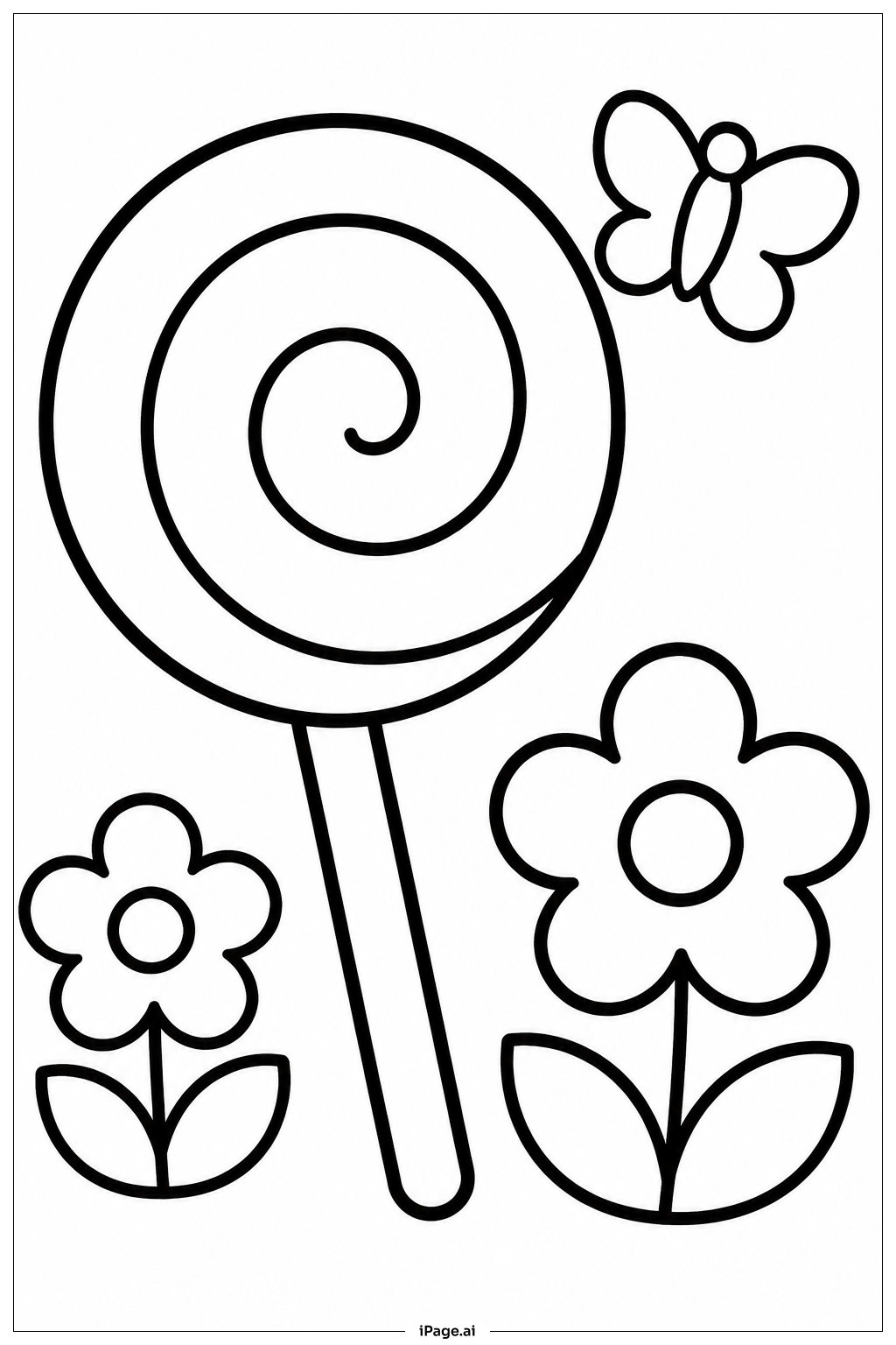  Lollipop And Flowers Coloring Page 