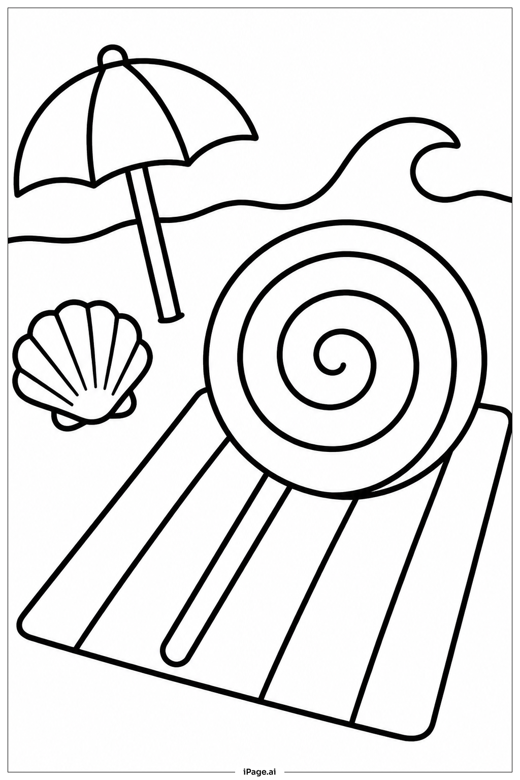  Lollipop At Beach Coloring Page 