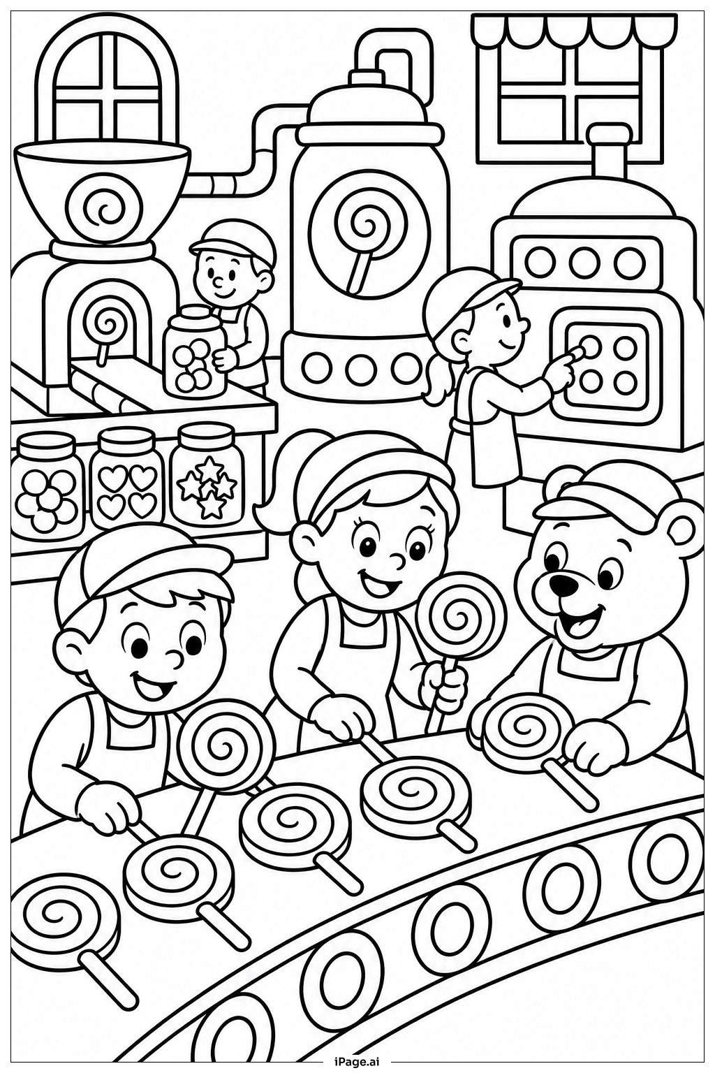 Página para colorear de Fábrica de Lollipop