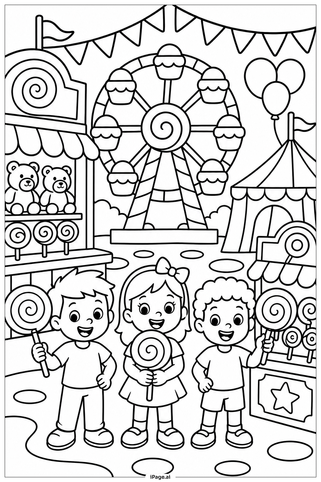 Página para colorear de Carnaval de Lollipop
