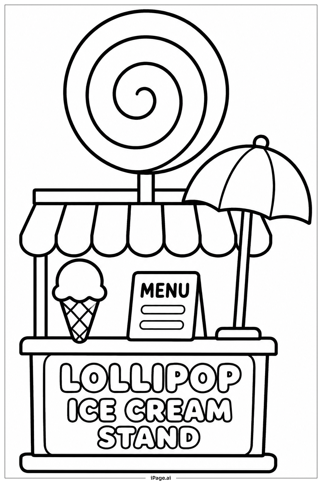  Lollipop Ice Cream Stand Coloring Page 