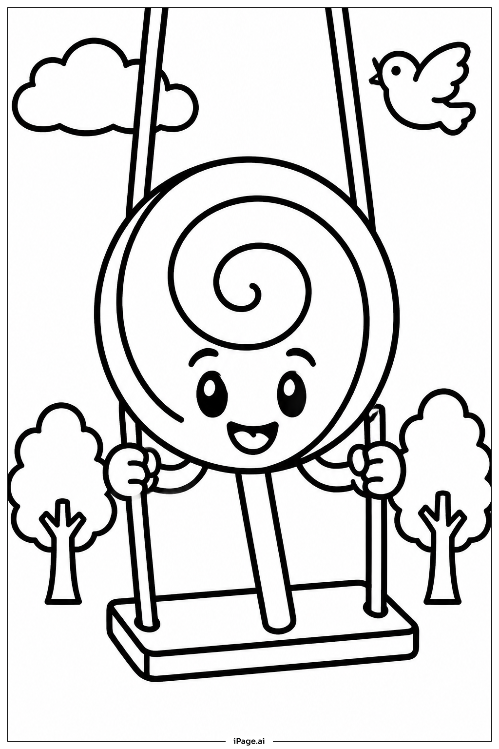  Lollipop On Swing Coloring Page 