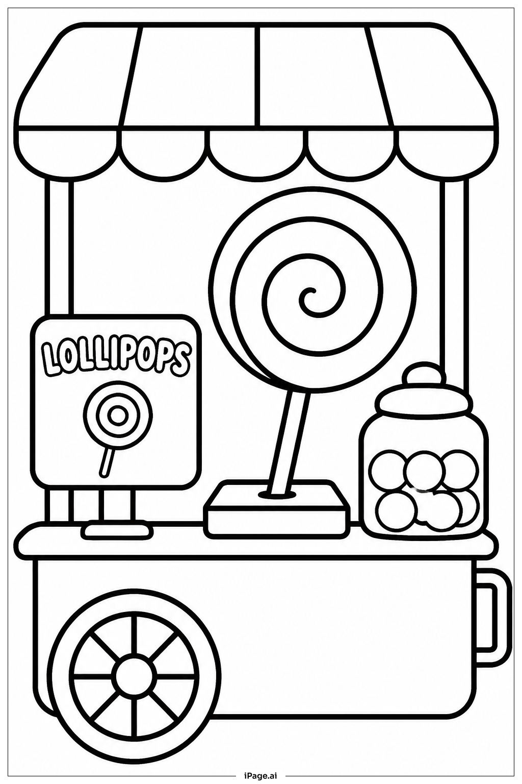  Página para colorear de Carrito de paletas 