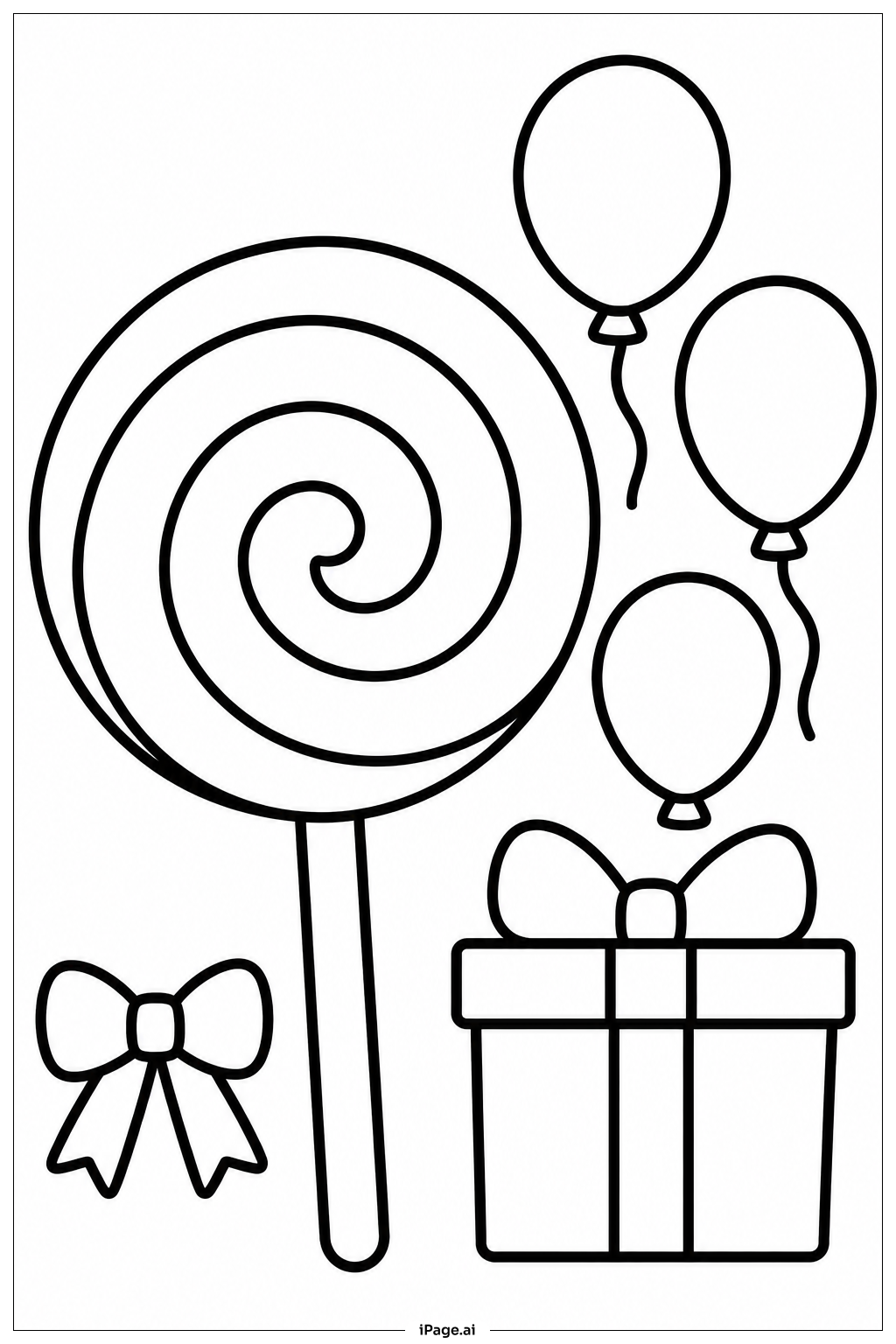  Lollipop mit Luftballons Ausmalseite 