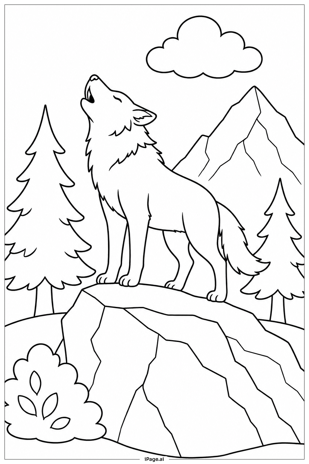  Lone Wolf On Rock Coloring Page 