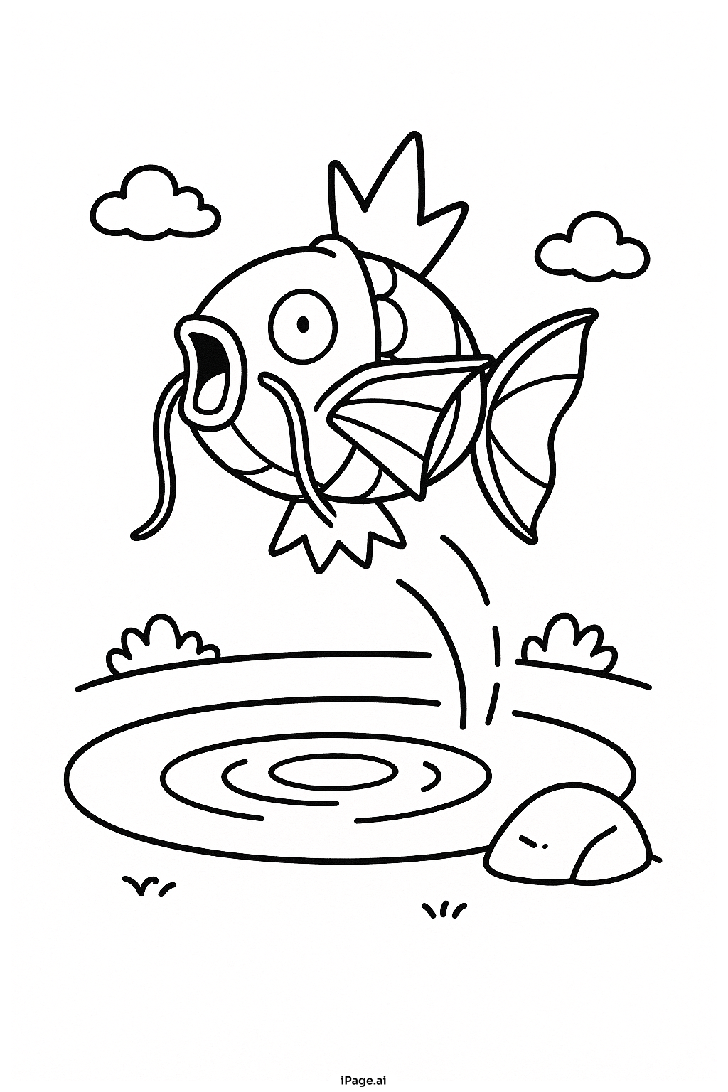  鲤鱼王 小跳跃填色页 