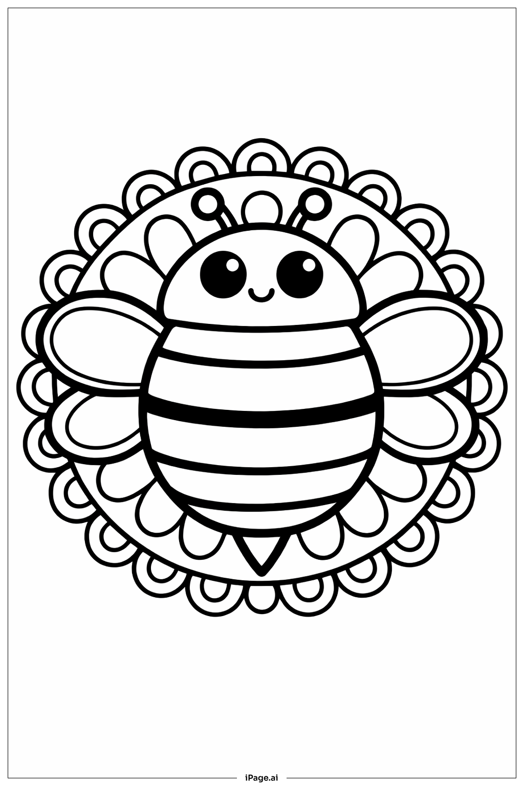 Mandala Bee Coloring Page