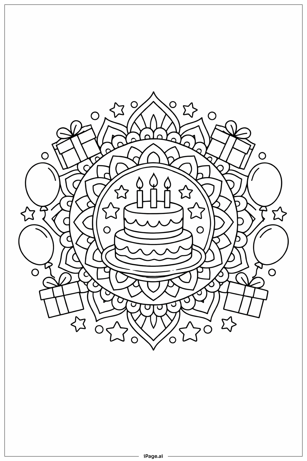 Mandala Birthday Coloring Page
