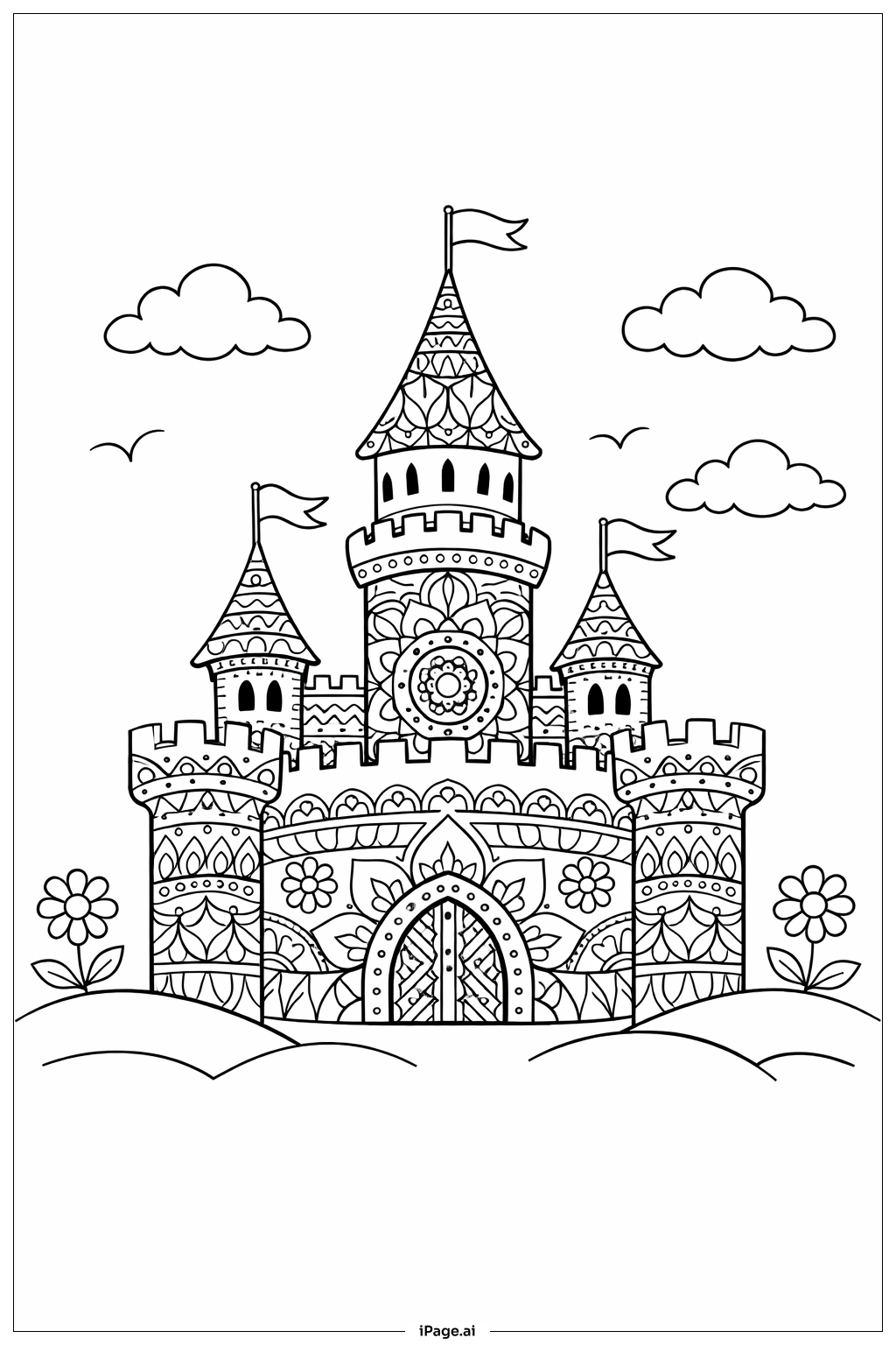Mandala Castle Coloring Page