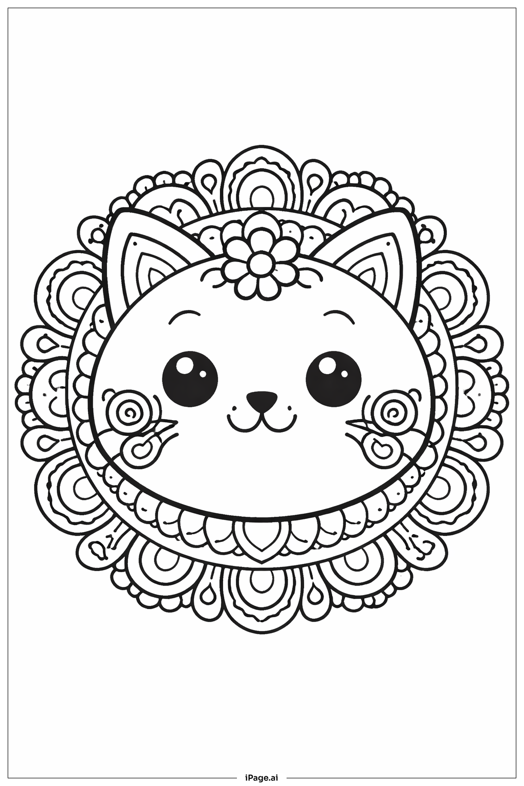 Mandala Cat Coloring Page