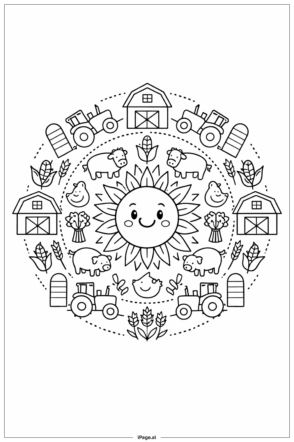 Mandala Farm Coloring Page