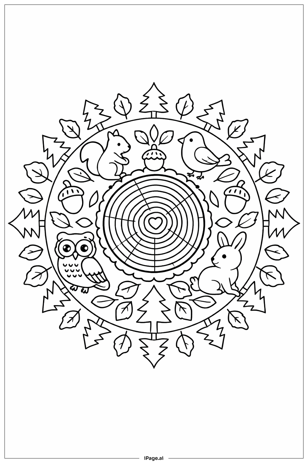 Mandala Forest Coloring Page