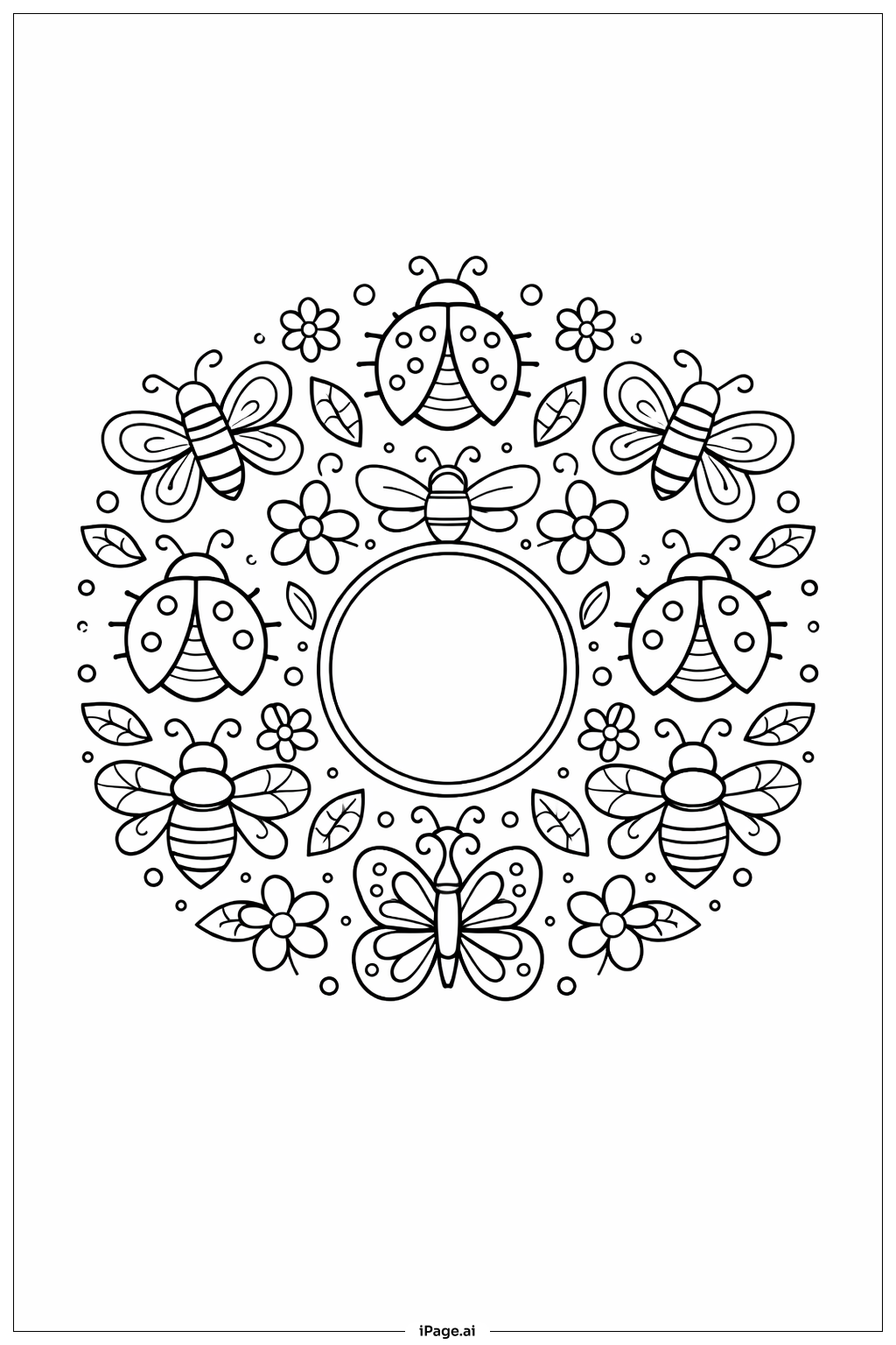 Mandala Garden Bugs Coloring Page