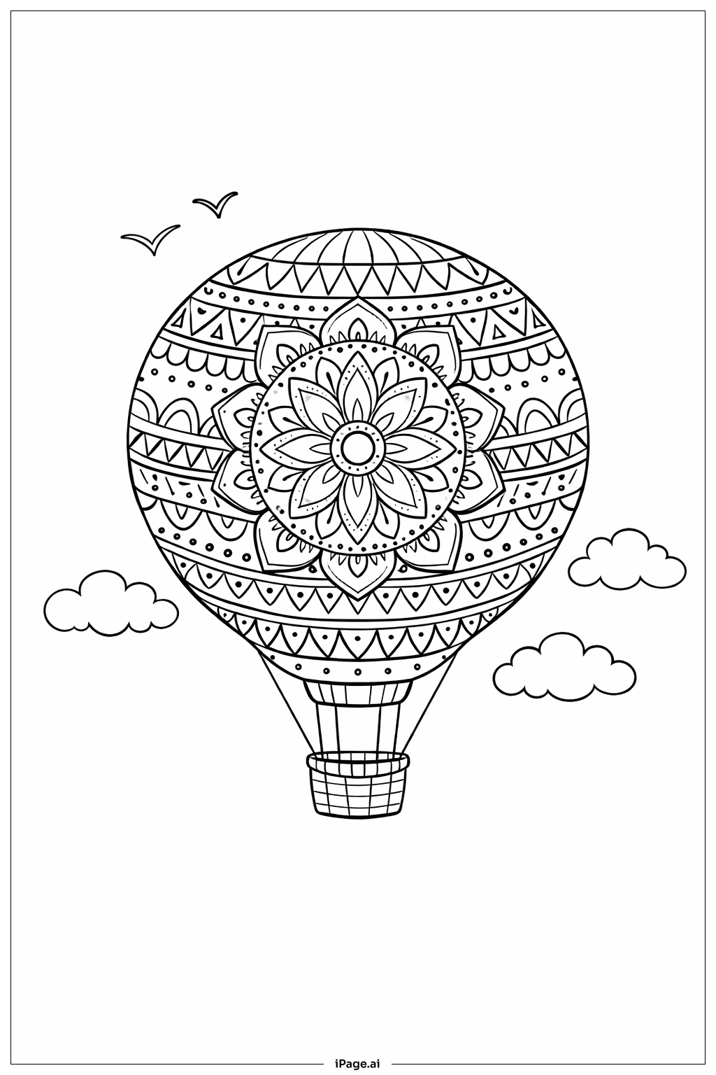 Mandala Hot Air Coloring Page