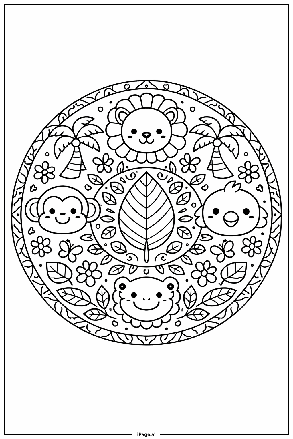Mandala Jungle Coloring Page