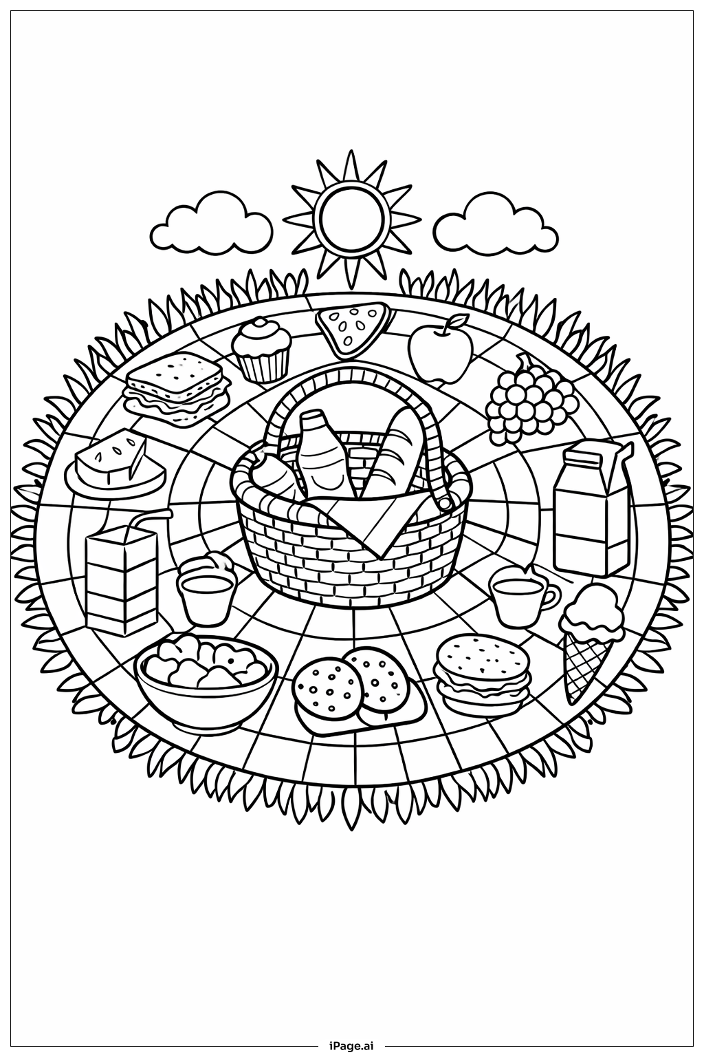 Mandala Picnic Coloring Page