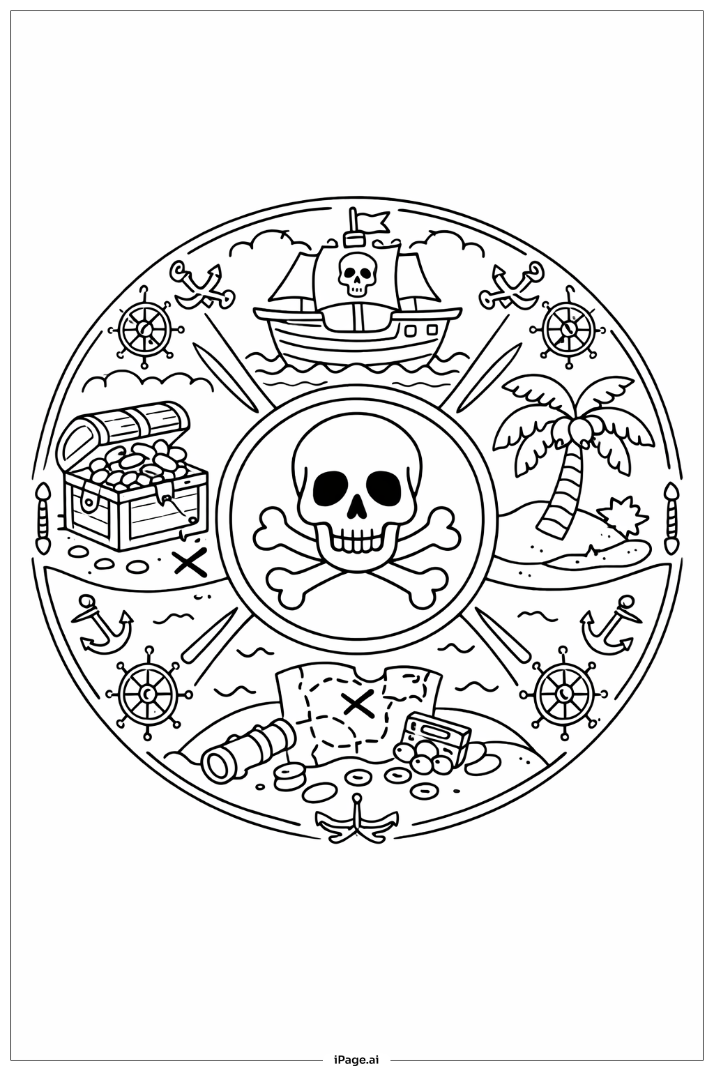 Mandala Pirates Coloring Page