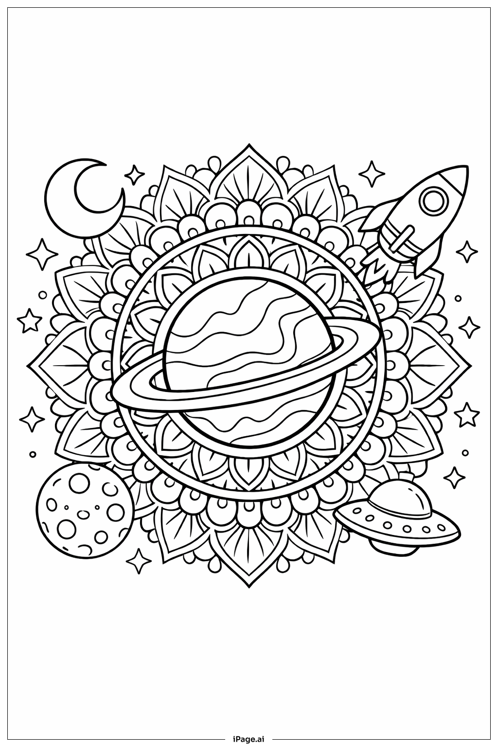 Mandala Space Coloring Page