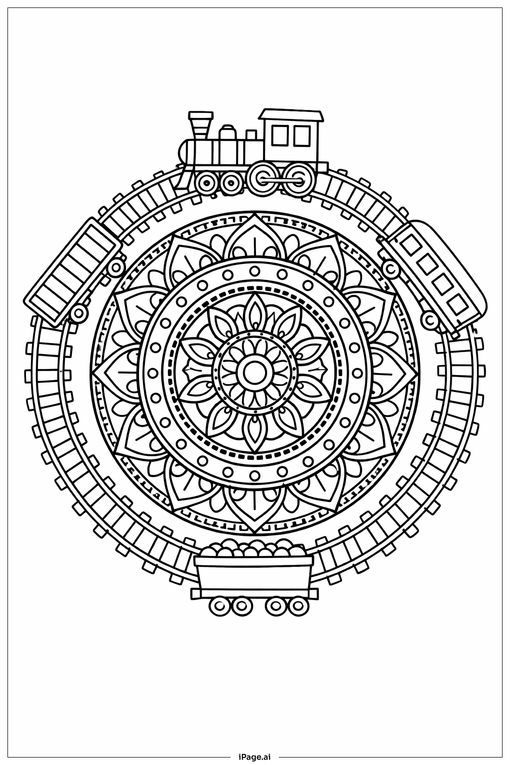 Mandala Train Coloring Page