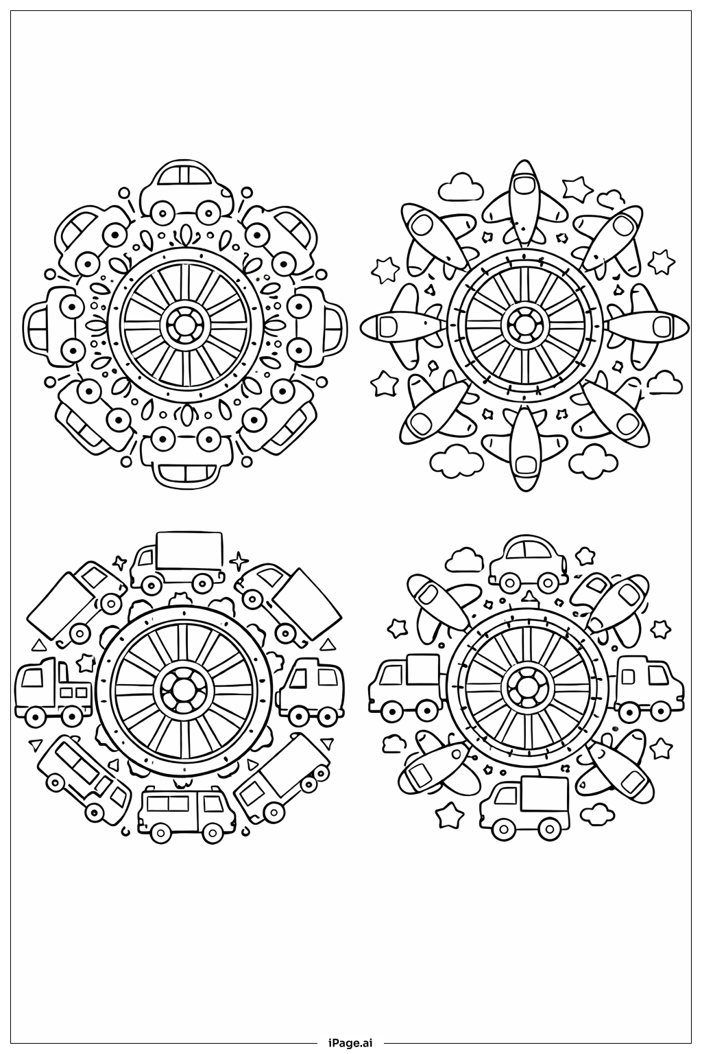 Mandala Vehicles Coloring Page