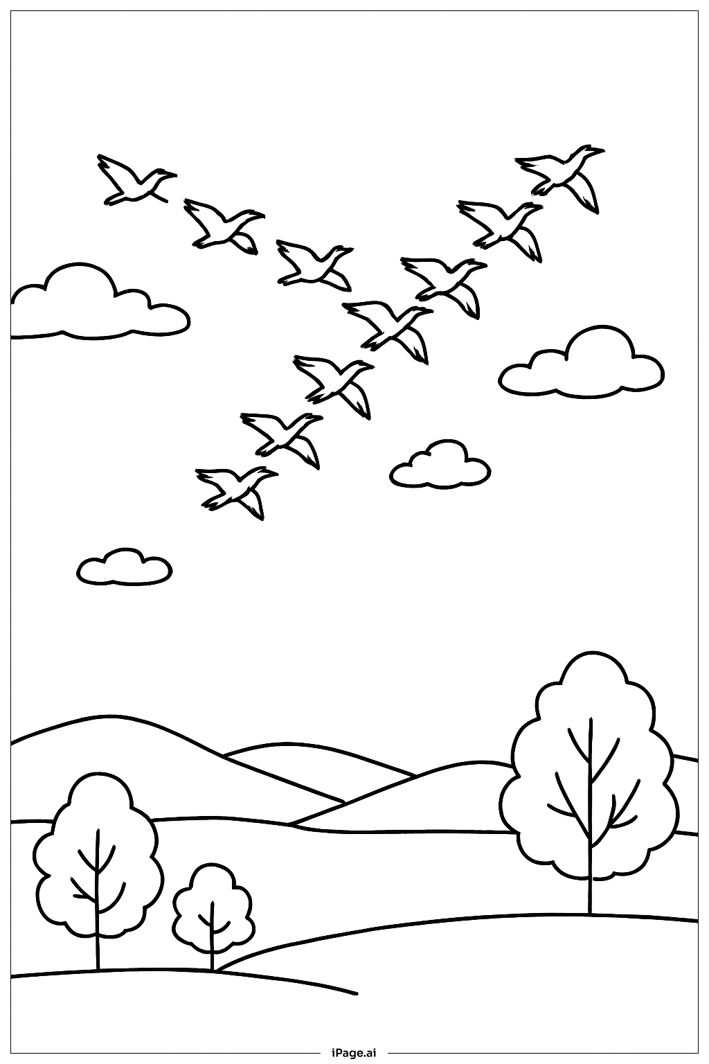 March Bird Migration Coloring Page