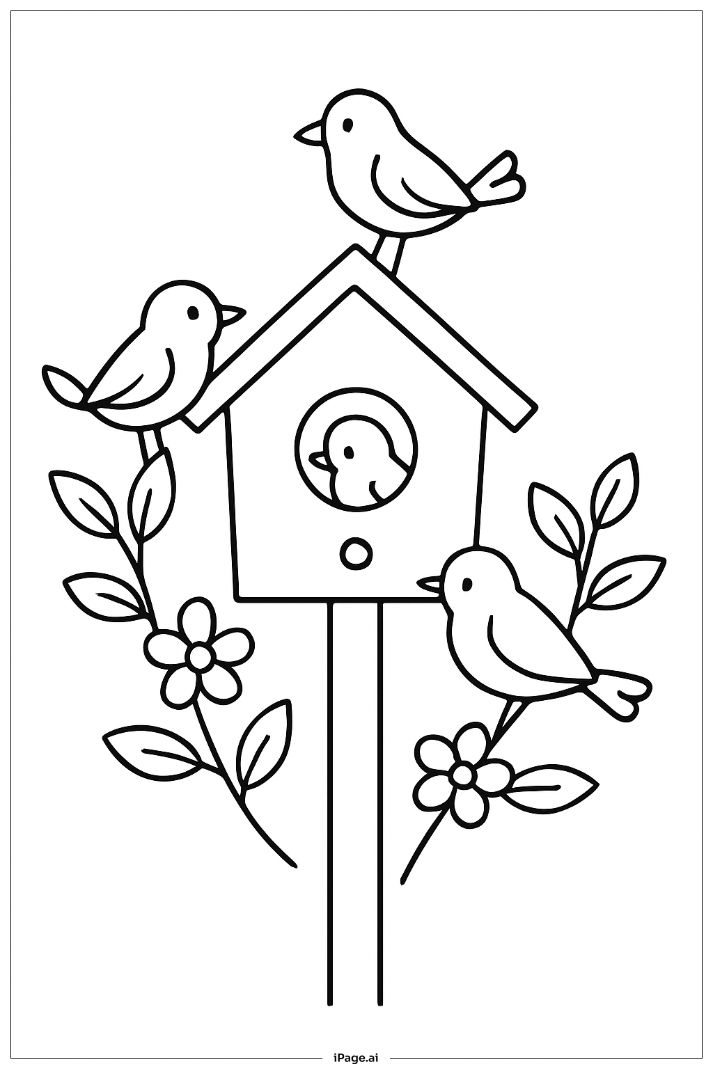 March Birdhouse Coloring Page